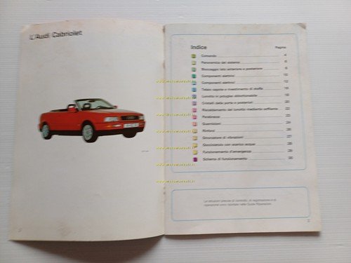 Audi Cabriolet 1991 manuale opuscolo descrizione funzionamento per officine
