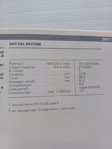 Audi Quattro 2.3 5V 1987 manuale uso manutenzione libretto italiano …
