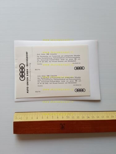 Auto Union 1000 Limousine 1956 foto cartella stampa originale