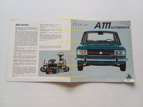 Autobianchi A 111 1969 depliant italiano originale