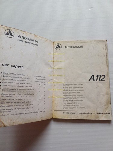 Autobianchi A 112 1a serie 1970 manuale uso manutenzione originale