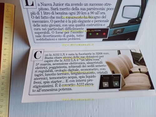 AutoBianchi A112 Abarth LX Elite Junior 1983 depliant ITALIANO originale