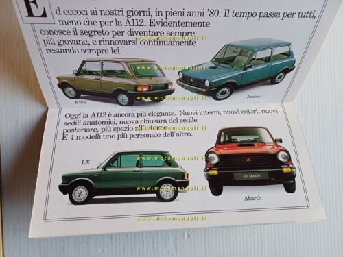AutoBianchi A112 Abarth LX Elite Junior 1983 depliant ITALIANO originale