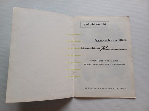 Autobianchi Bianchina 1967 manuale officina caratter. tecniche dati riparazione