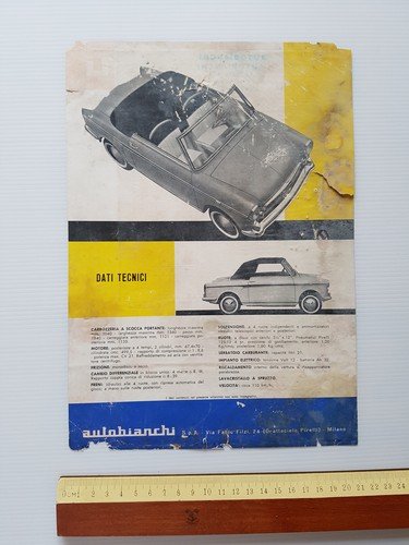 Autobianchi Bianchina Cabriolet 1965 depliant italiano originale