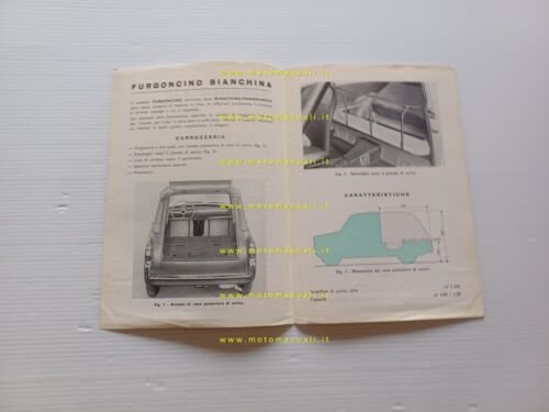 Autobianchi Bianchina Furgoncino 1963 SUPPLEMENTO originale al manuale uso