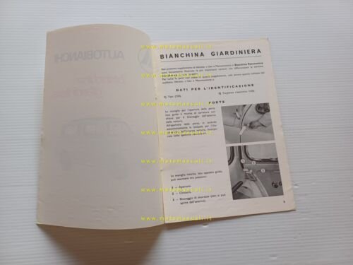 Autobianchi Bianchina Giardiniera 1968-70 SUPPLEMENTO manuale uso originale