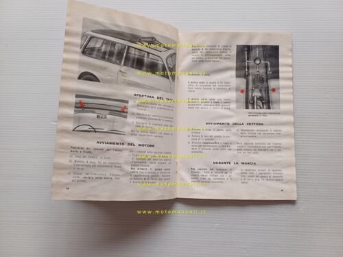 Autobianchi Bianchina Panoramica 1962 manuale uso libretto originale