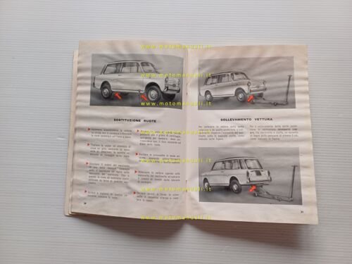 Autobianchi Bianchina Panoramica 1962 manuale uso libretto originale