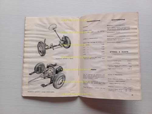 Autobianchi Bianchina Panoramica 1962 manuale uso libretto originale