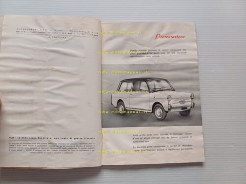 Autobianchi Bianchina Panoramica 1962 manuale uso libretto originale