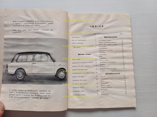 Autobianchi Bianchina Panoramica 1962 manuale uso libretto originale