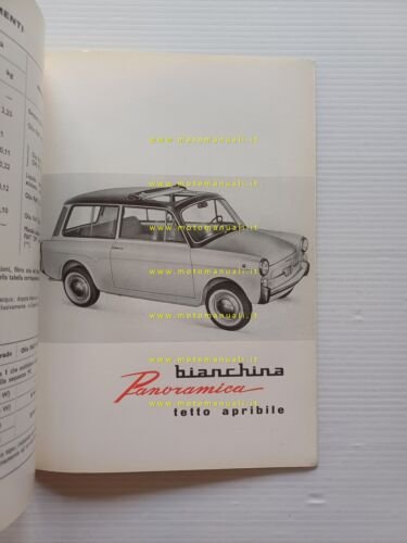 Autobianchi Bianchina Panoramica 1966 manuale uso manutenzione libretto original