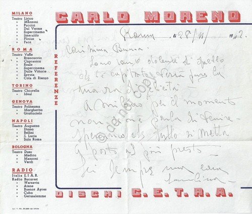 Autografo - Autograph - Carlo Moreno - Armando Simonini - … | Immagine principale