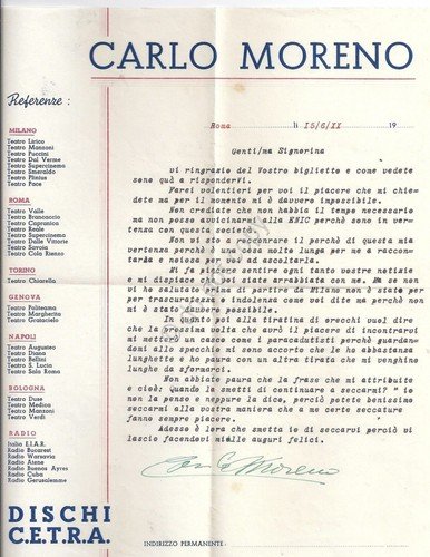 Autografo - Autograph - Carlo Moreno - Armando Simonini - … | Immagine principale