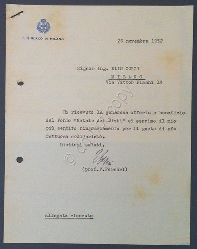 Autografo - Autograph - Virgilio Ferrari - Sindaco Milano - … | Immagine principale