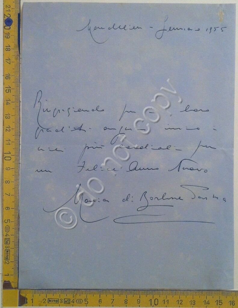 Autografo - Signature - Maria Francesca di Savoia - Mandelieu …