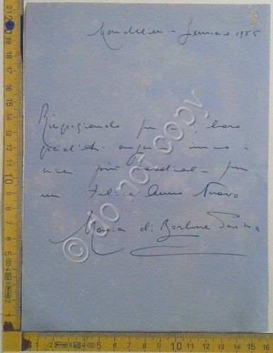Autografo - Signature - Maria Francesca di Savoia - Mandelieu …