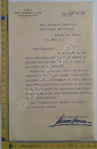 Autografo - Signature - Unione Monarchica Italiana - Alessandro Marcello | Immagine principale