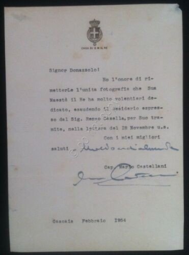 Autografo Casa Savoia Cascais 1954 - Lettera firmata Capitano Mario … | Immagine principale