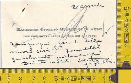 Autografo Giorgio Guglielmi di Vulci - Senatore - a Costanzo … | Immagine principale