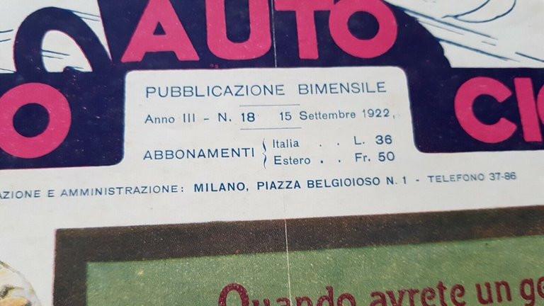 AutoMotoCiclo rivista anteguerra n.18 1922