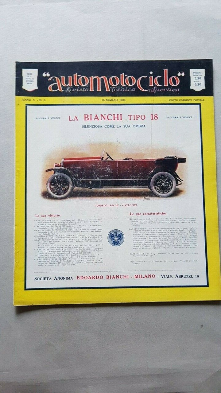 AutoMotoCiclo rivista anteguerra n.6 1924