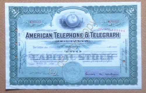 Azioni Shares - Certificato 2 azioni American Telephone and Telegraph …