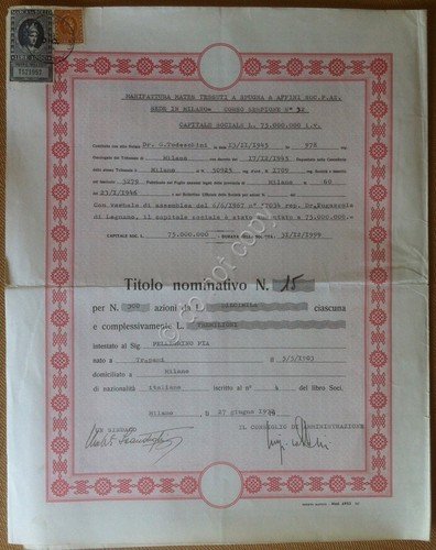 Azioni Shares - Manifattura Mates - 300 Azioni da 10.000 … | Immagine principale