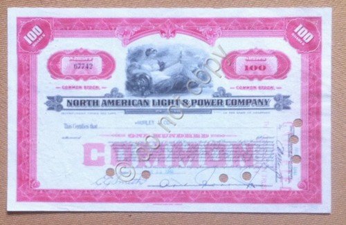 Azioni Shares Certificato 100 azioni North America Light and Power … | Immagine principale