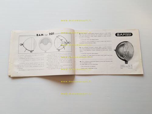 B.A.M. catalogo fari supplementari e antinebbia depliant originale italiano