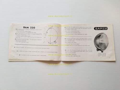 B.A.M. catalogo fari supplementari e antinebbia depliant originale italiano
