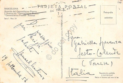 Barcelona Avenida del Generalisimo Franco 1952