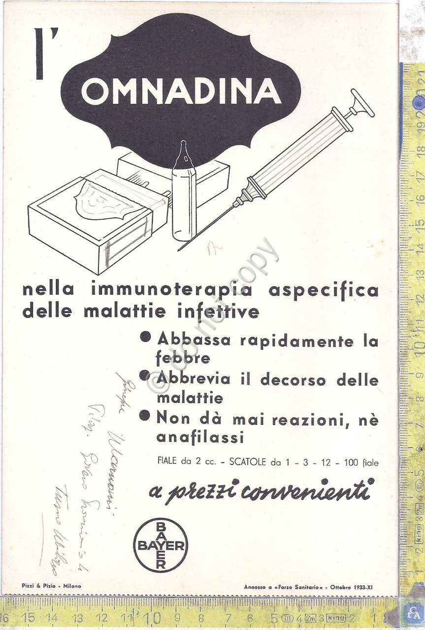 Bayer - Omnadina - Montagna sul retro - 1933