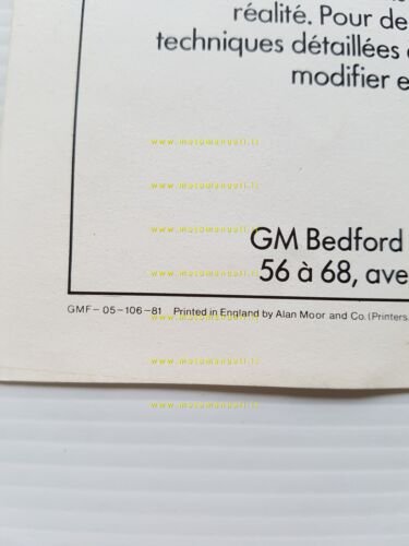Bedford furgoni 1981 depliant francese originale