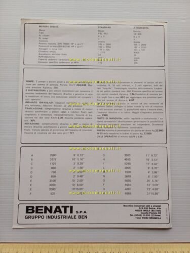 Benati BEN 310 HD escavatore cingolato scheda tecnica depliant originale