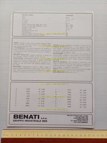 Benati BEN 525 CS escavatore cingolato scheda tecnica depliant originale …