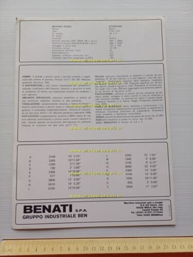Benati BEN 525 HD escavatore cingolato scheda tecnica depliant originale …