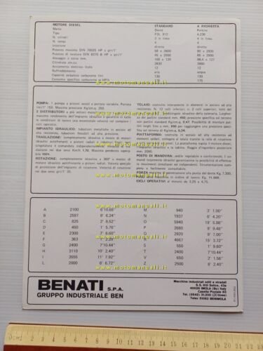 Benati BEN 90 HD escavatore cingolato scheda tecnica depliant originale …