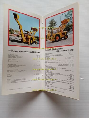 Benati modelli pale caricatrici gommate e cingolate anni 70 depliant …