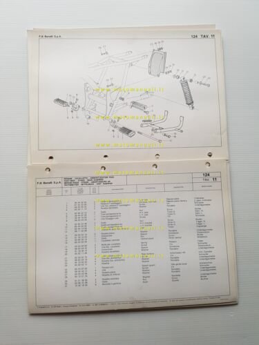 Benelli 124 1982 catalogo ricambi originale spare parts catalogue