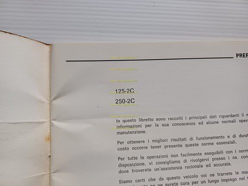Benelli 125-250 2C 1a serie 1973 manuale uso originale ITALIANO …
