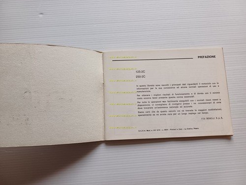 Benelli 125-250 2C Elettronica 1974 freno tamburo manuale uso libretto …