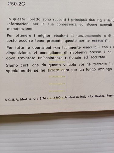 Benelli 125-250 2C Elettronica 1974 freno tamburo manuale uso libretto …