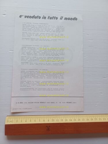 Benelli 125 Leoncino 1969 depliant italiano originale