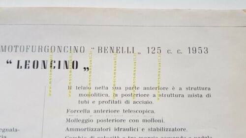 Benelli 125 Leoncino Motocarro 1953 catalogo ricambi spare parts catalogue