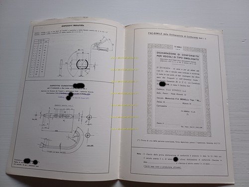 Benelli 125 Nuovo Leoncino 1962-69 Facsimile originale scheda omologazione DGM
