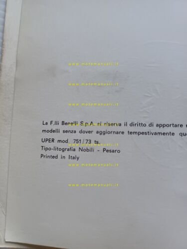 Benelli 125 Sport Special 1973 manuale uso manutenzione libretto originale