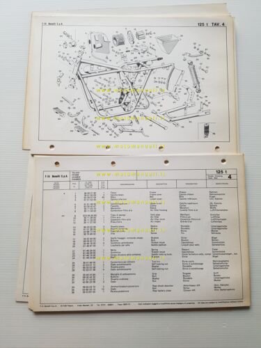 Benelli 125 T 2C 1980 catalogo ricambi originale spare parts …