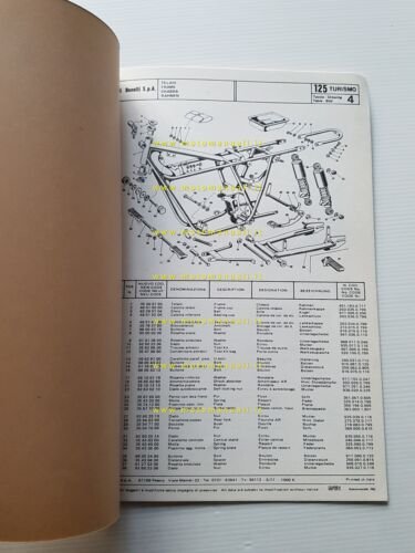 Benelli 125 Turismo 1977 catalogo ricambi originale spare parts list